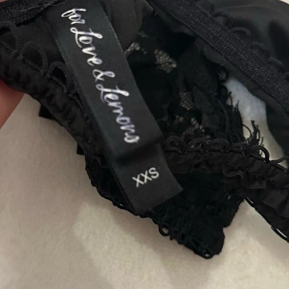 New! For Love And Lemons Faye Black Lace thong Panty 51014
